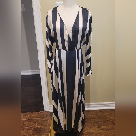 ZARA striped satin dress size M - Picture 4 of 7